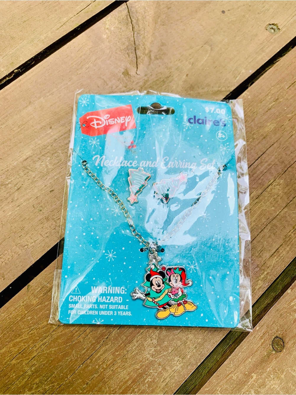 Disney Mickey & Minnie Holiday Necklace and Earrings Set - Green, Red, Yellow